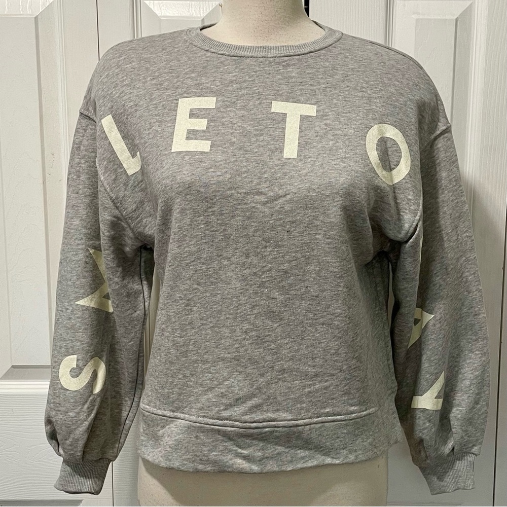 Zara New Gray Crewneck Sweatshirt with White Lettering “Smile Today”